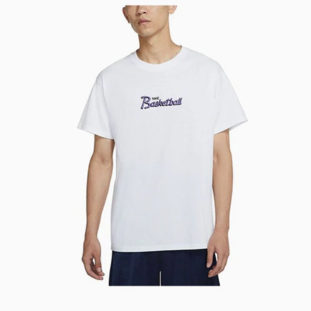 Nike Basketball Alphabet Embroidered Round Neck Short Sleeve White Shirt SizeXXL